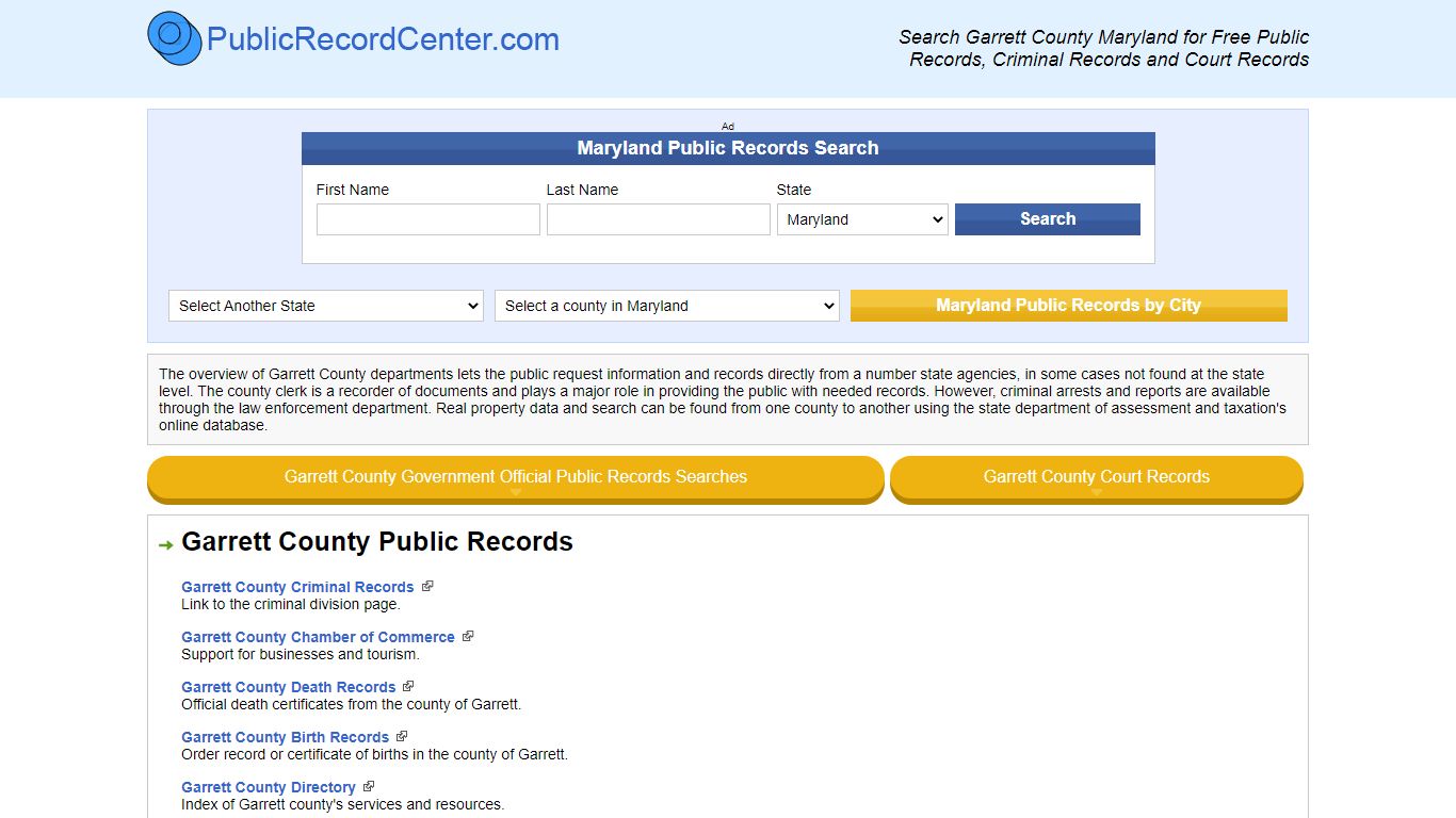 Garrett County Maryland Free Public Records - Court ...